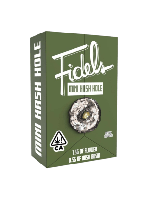 A lit hash hole joint, with a visible ring or 'donut' of melted hash oil inside the burning flower, indicating a successful hash hole burn.